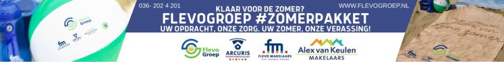 Reclamebanner van de Flevo Groep.